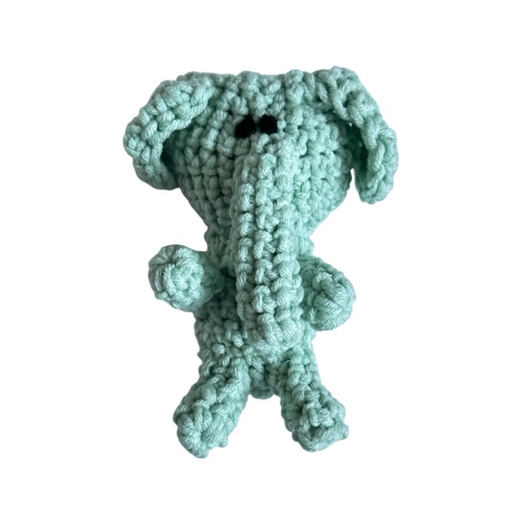 Hand Crafted Sage Green Elephant Stuffed Animal Soft Children’s Amigurumi Toy - Picture 5 of 7
